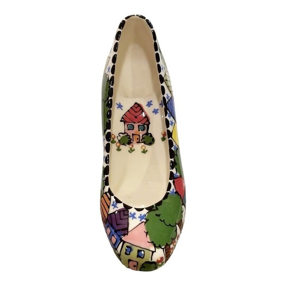 Robin Sterling Pottery Ceramic High Heel Pump Shoe Earrings Rings Jewelry Holder - Picture 2 of 5